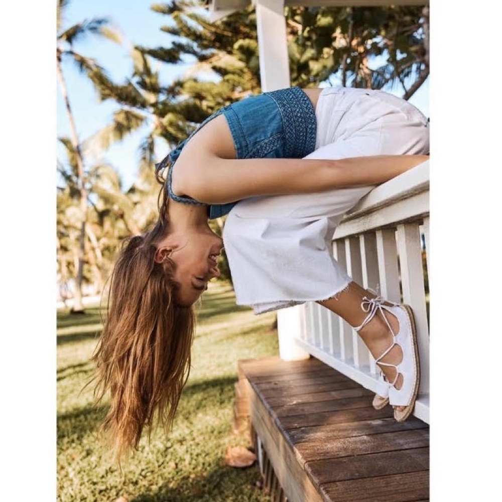 Maeve (Anthropologie) Denim Braided Crop Top